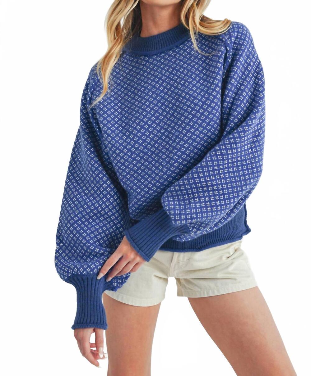 NEW AEMI + CO echo crewneck sweater in blue